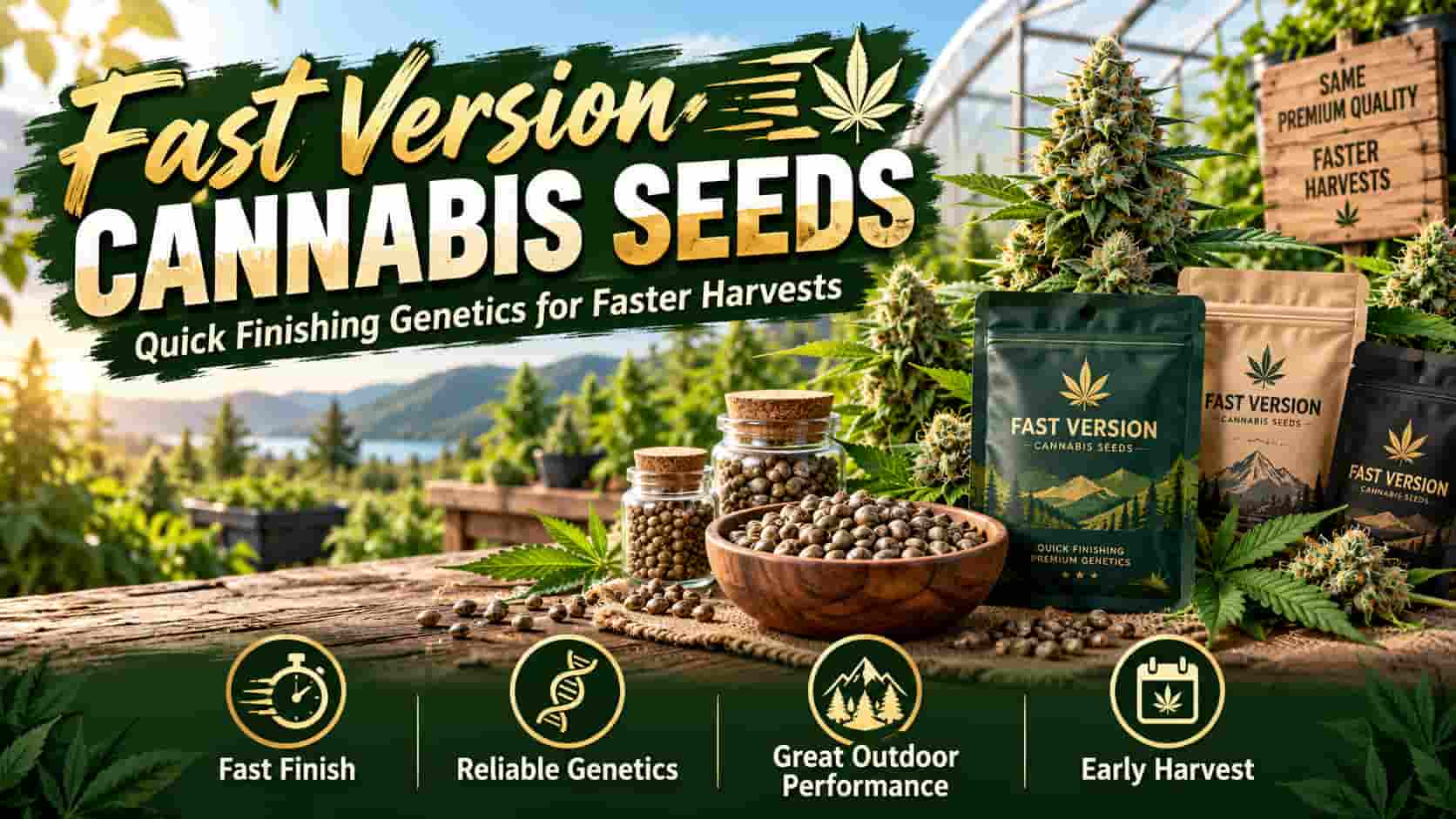 Fast version cannabis seeds - quick finishing genetics for faster harvests