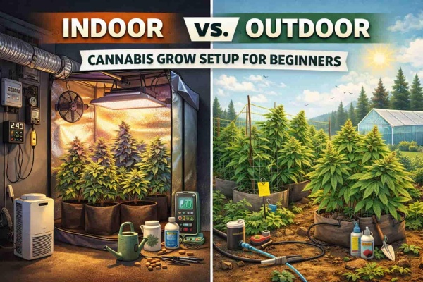 Quel équipement et quelle installation sont essentiels pour une culture de cannabis en intérieur par rapport à une culture de cannabis en extérieur pour les débutants ?