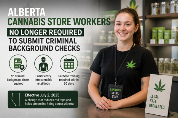Les employés des magasins de cannabis en Alberta n’ont désormais plus besoin de fournir une vérification de casier judiciaire.