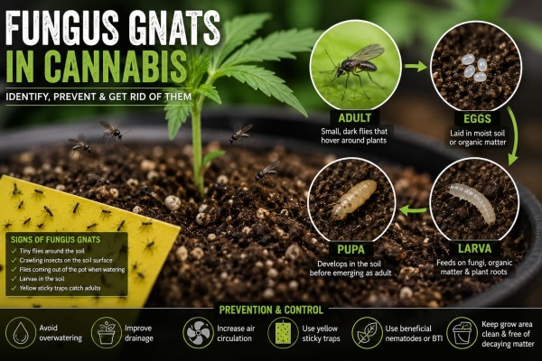 Moucherons du terreau sur le cannabis : comment les identifier, les prévenir et s’en débarrasser
